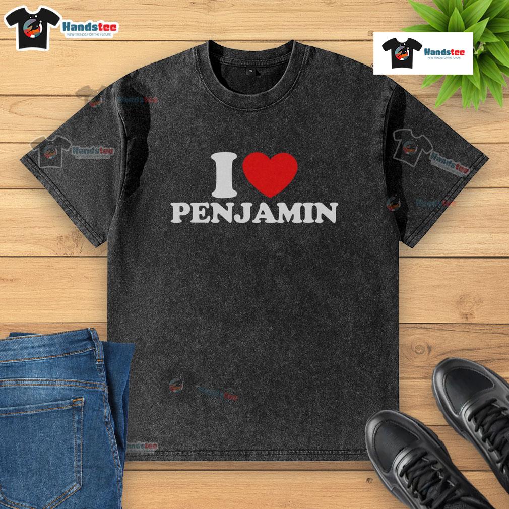 Stylish Nice I Love Benjamin washed t-shirt displayed on a wooden surface, perfect for casual wear.