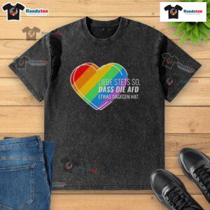 Colorful Pride Heart T-Shirt showcasing support for LGBTQ+ rights, perfect for those who oppose AfD views.