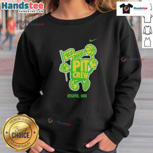 Alt Text: Nice Sco Ducks Pit Crew sweatshirt worn by fans in Eugene, Oregon, showcasing team spirit and style.