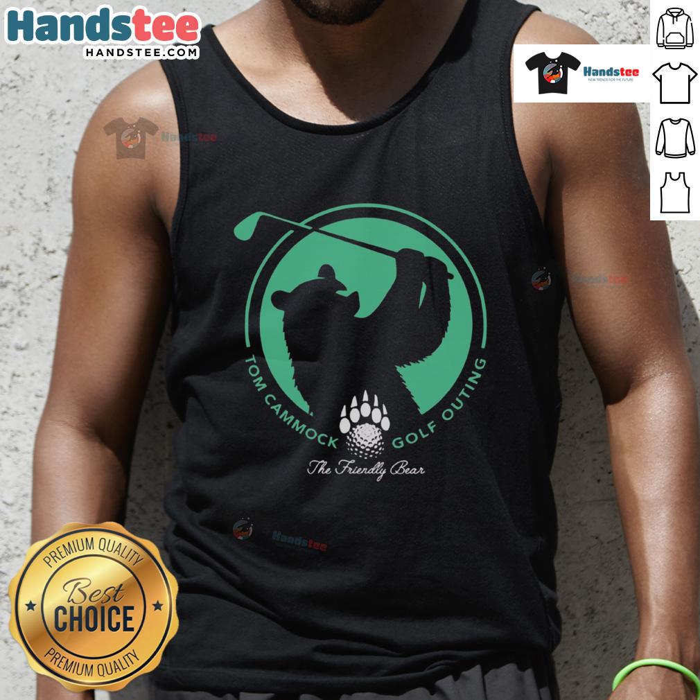 Tom Cammock Golf Outing tank top featuring Nice the Friendly Bear design, perfect for golf enthusiasts.