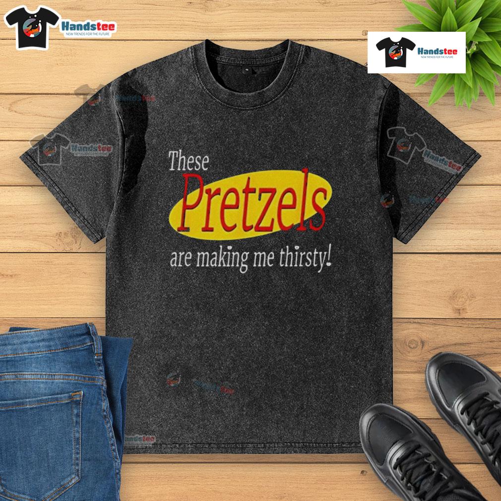 Seinfeld 'These Pretzels Are Making Me Thirsty' washed t-shirt, featuring a vintage design and soft fabric.