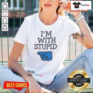 Funny Nice Todd Is Im With Stupid Ladies Tee featuring humorous graphic design on a stylish t-shirt.