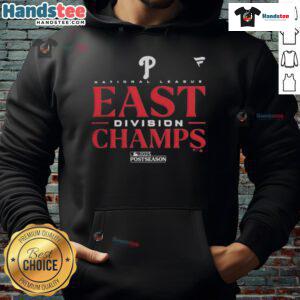 2025 MLB Postseason Philadelphia Phillies NL East Division Champions Hoodie featuring team colors and logo.