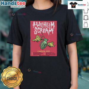 Official A Wilhelm Scream 2025 Canada Tour Poster on a Ladies Tee, featuring vibrant design and tour details.