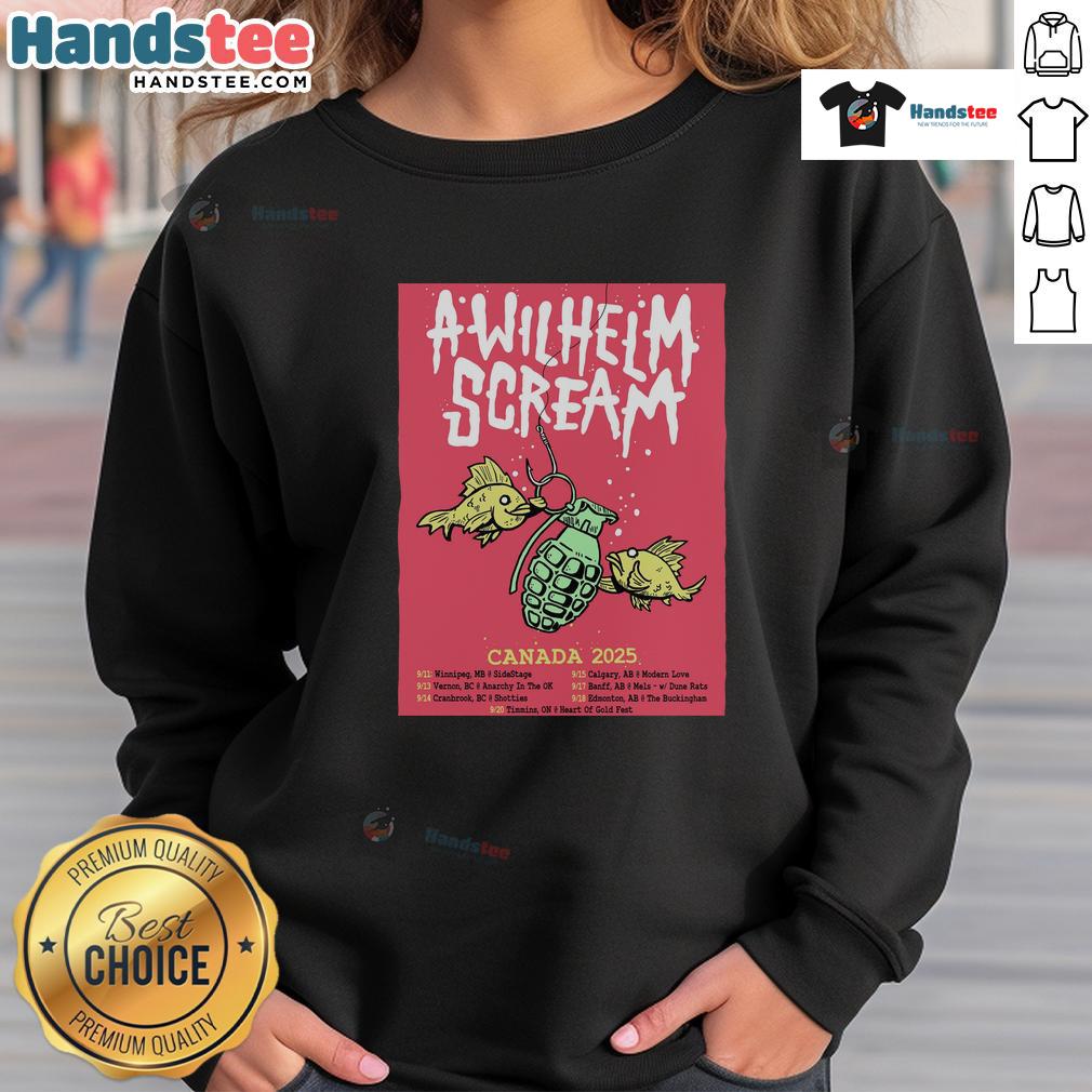 Official A Wilhelm Scream 2025 Canada Tour Poster Sweatshirt featuring vibrant tour graphics and date details.