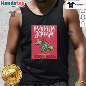 Official A Wilhelm Scream 2025 Canada Tour poster design on a tank top featuring vibrant graphics and tour details.