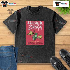 Official A Wilhelm Scream 2025 Canada Tour Poster on a washed t-shirt, featuring band logo and tour dates.