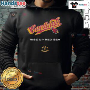 Official Arizona Cardinals Born x Raised Rise Up Red Sea Hoodie showcasing team logo and vibrant red design.
