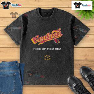 Alt Text: Official Arizona Cardinals Born x Raised Rise Up Red Sea washed t-shirt featuring bold team graphics and a stylish design.