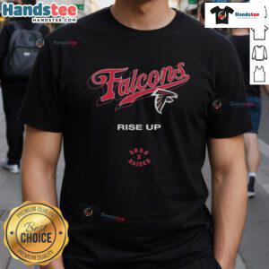 Official Atlanta Falcons Born X Raised Rise Up T-Shirt featuring team logo and bold design in vibrant colors.