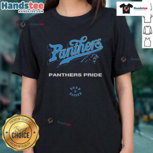 Official Carolina Panthers Born x Raised Panthers Pride Ladies Tee showcasing team spirit and stylish design for fans.