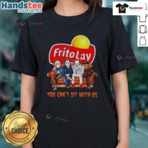 Official Frito Lay X Horror Movies Halloween tee featuring 'You Can't Sit With Us' design for spooky fans.