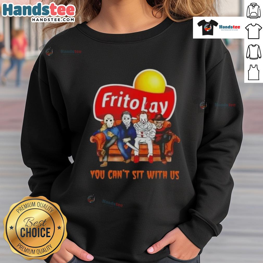 Official Frito Lay X Horror Movies Halloween sweatshirt with 'You Cant Sit With Us' design, perfect for Halloween fans.