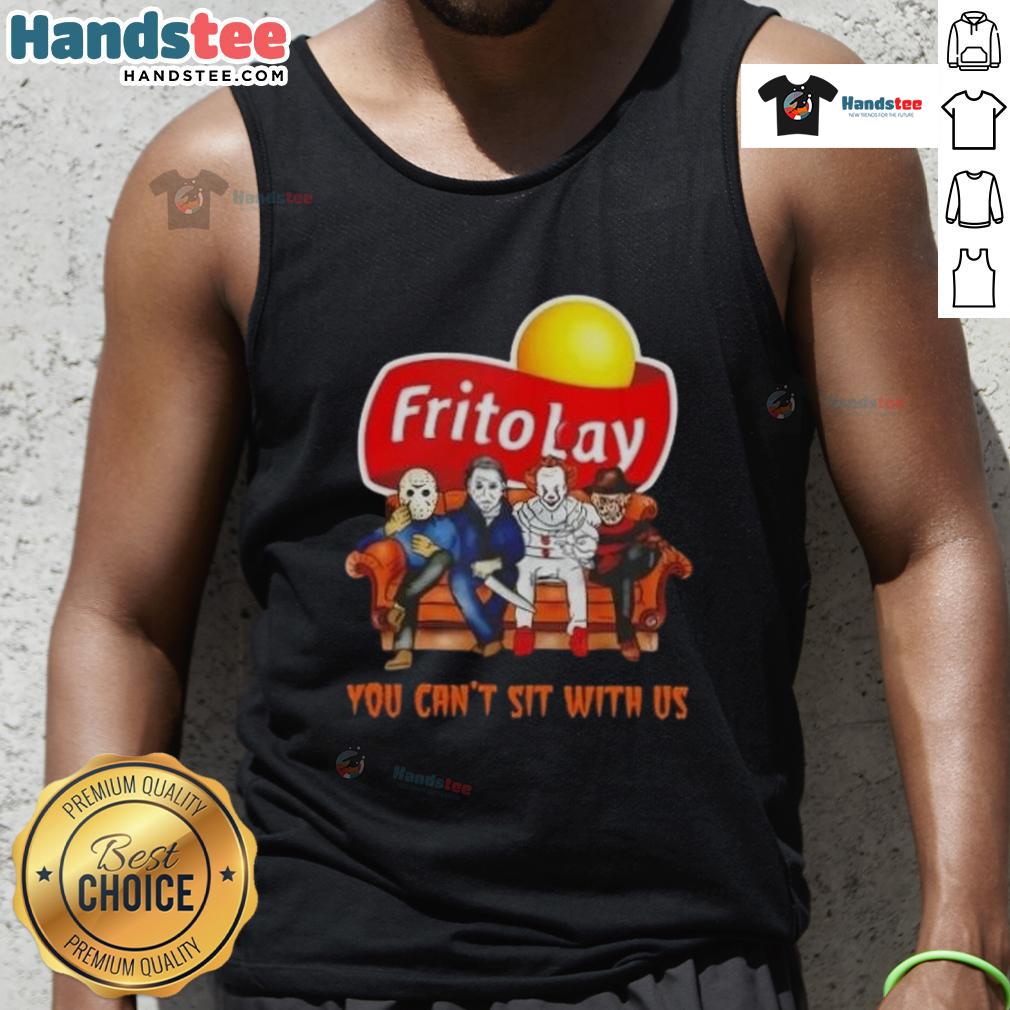 Official Frito Lay X Horror Movies Halloween tank top featuring 'You Cant Sit With Us' design, perfect for spooky season.