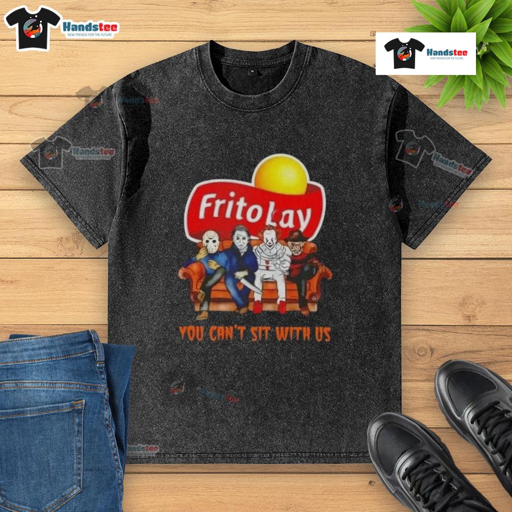 Official Frito Lay X Horror Movies Halloween 'You Cant Sit With Us' washed t-shirt featuring a fun, spooky design.