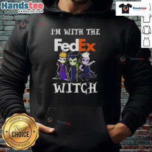 Official 'I'm With The FedEx Witch' Halloween hoodie featuring a spooky design, perfect for Halloween enthusiasts.