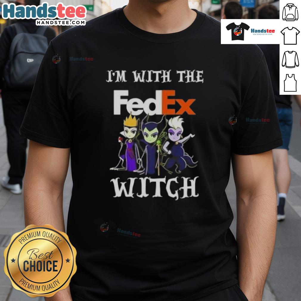 Official I'M With The FedEx Witch Villains Halloween T-Shirt featuring a spooky design for festive Halloween celebrations.