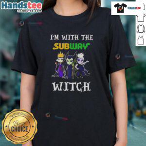 Official I'm With The Subway Witch Villains Halloween Ladies Tee featuring a spooky design perfect for Halloween celebrations.