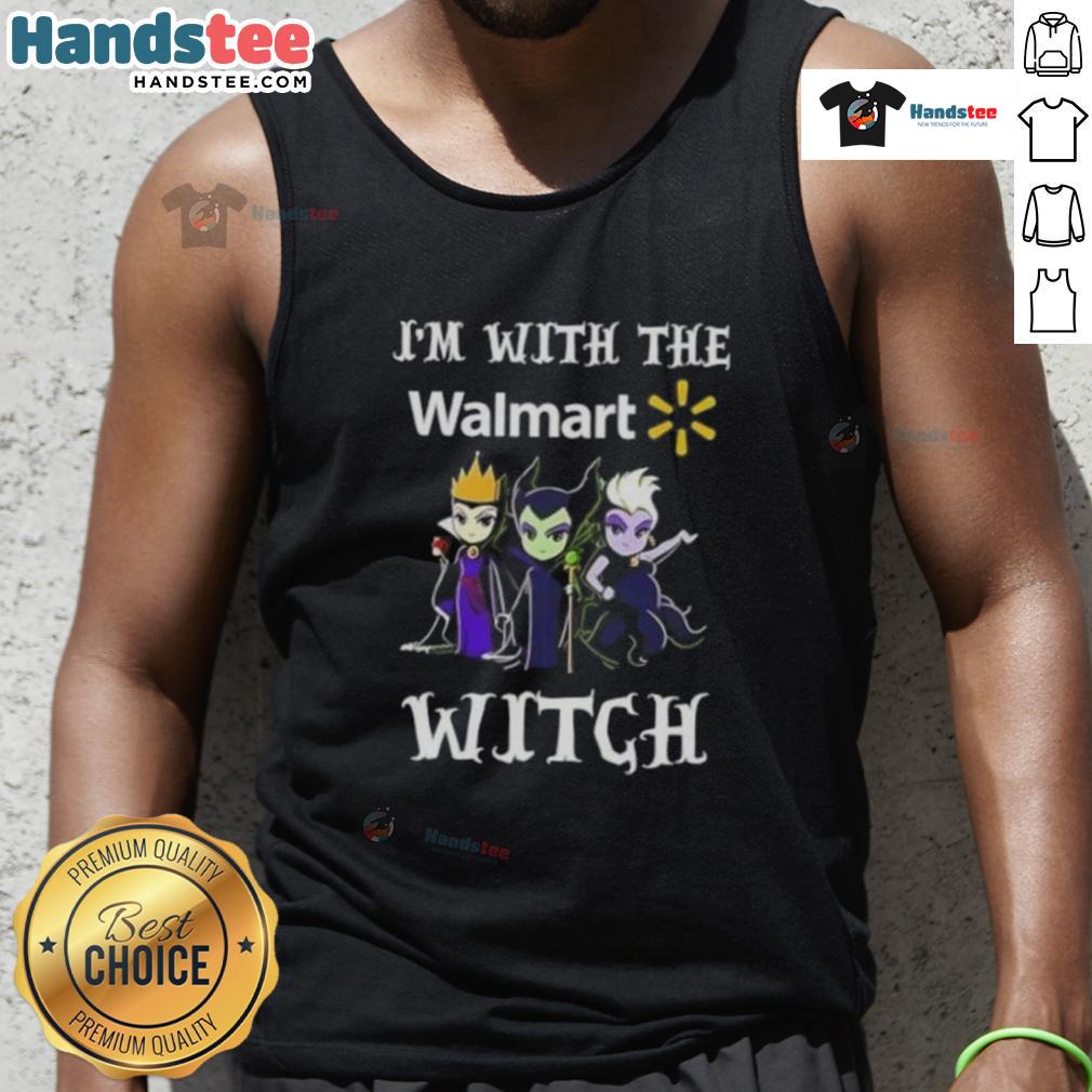 Official 'I'm With The Walmart Witch' Halloween Tank Top featuring a spooky design, perfect for Halloween celebrations.