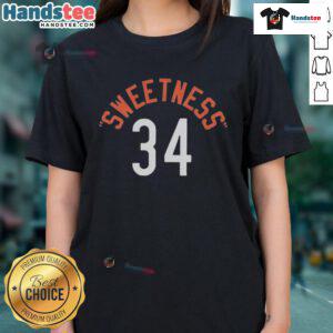 Official Jason Kelce Sweetness 34 Ladies Tee featuring a stylish design perfect for fans of the Philadelphia Eagles.