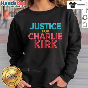 Alt Text: Official Justice For Charlie Kirk Pray Tribute Sweatshirt featuring bold lettering and a stylish design for supporters.
