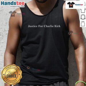 Official Justice For Charlie Kirk tank top featuring bold graphics and a trendy design for supporters and activists.