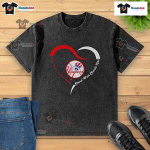 Official New York Yankees Stand With Charlie Strong Heart Memorial T-Shirt in washed design, perfect for fans and tribute.