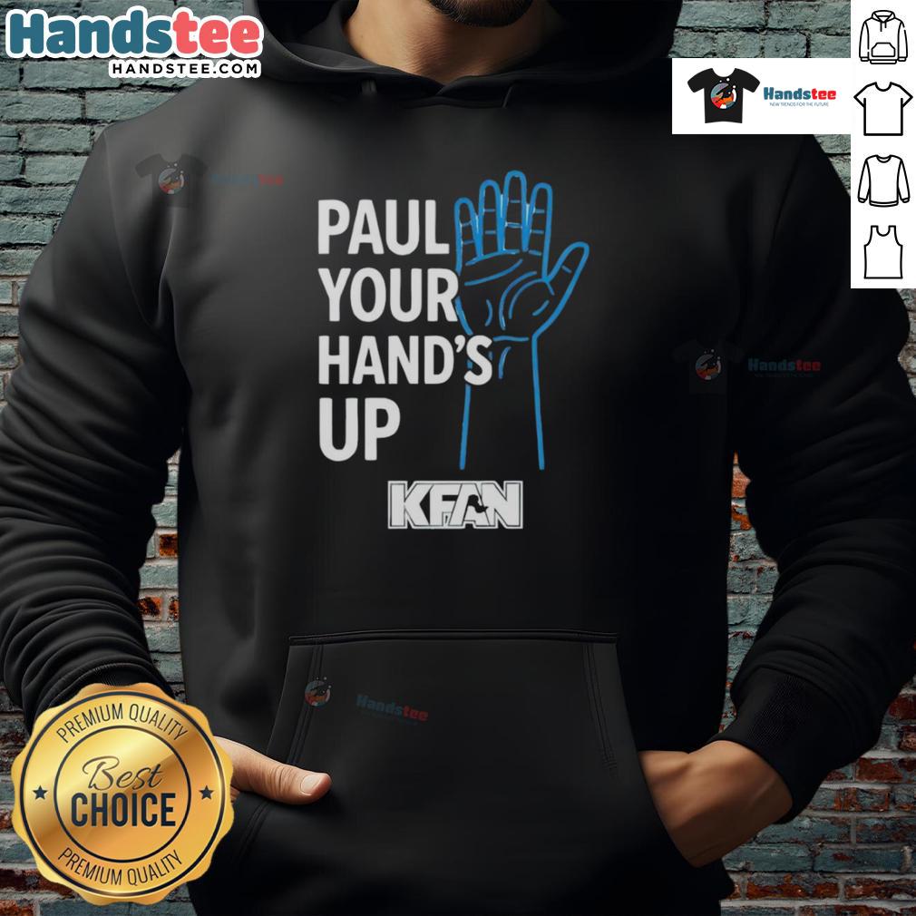Alt Text: Official Paul Your Hands Up Kfan Hoodie featuring a stylish design and vibrant colors for fans and supporters.