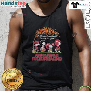 Official Peanuts characters X Arkansas Razorbacks NFL tank top celebrating 'It's The Most Wonderful Time Of The Year'.