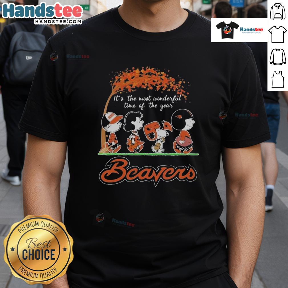 Official Peanuts Characters X Oregon State Beavers NFL 'Its The Most Wonderful Time Of The Year' T-Shirt design