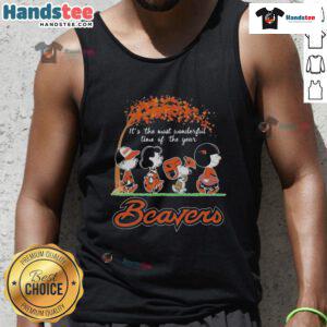 Official Peanuts Characters tank top featuring Oregon State Beavers NFL design for the holiday season.