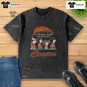 Official Peanuts characters on Oregon State Beavers NFL t-shirt for the holidays, perfect for festive fans.
