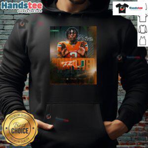 Original De Marcus De Roche committed to the Miami Hurricanes hoodie in vibrant colors, showcasing team spirit.