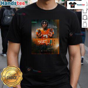 Original De Marcus De Roche Miami Hurricanes T-Shirt featuring team colors and logo, perfect for fans and alumni.