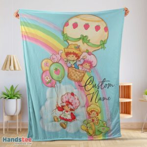 Premium Strawberry Shortcake Cartoon With Friends Blanket Customize Blanket