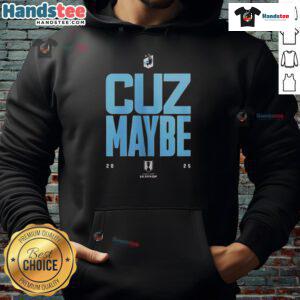 Top Minnesota United FC 'Cuz Maybe 2025' hoodie in navy blue, perfect for fans showing team pride and style.