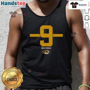 Beau Pribula wearing a stylish 9-stripe tank top supporting Missouri Tigers football team.
