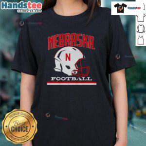 Vintage ladies tee featuring the Nebraska Cornhuskers basketball helmet design, perfect for fans and casual wear.