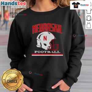 Alt Text: Vintage sweatshirt featuring the Nebraska Cornhuskers basketball helmet design, perfect for fans and collectors.