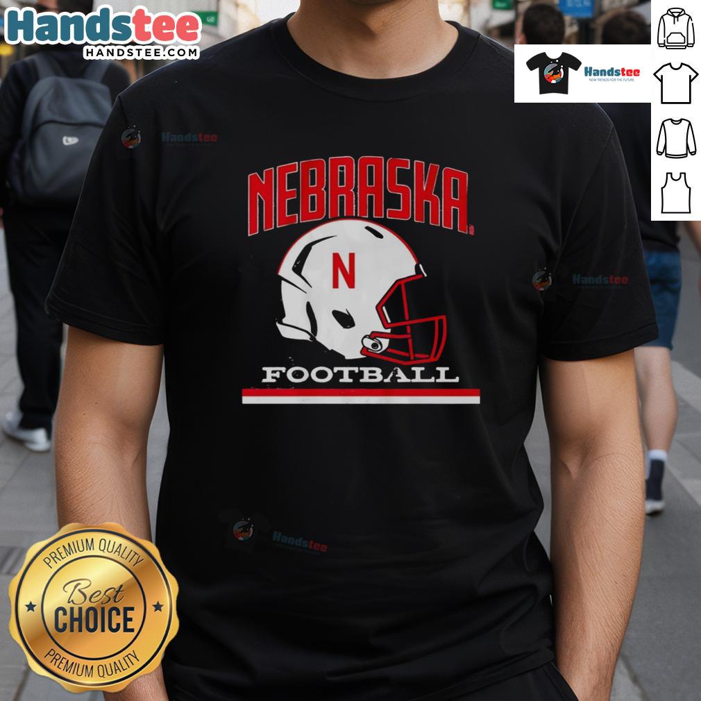 Vintage Nebraska Cornhuskers basketball helmet t-shirt featuring classic design and team colors for fans and collectors.