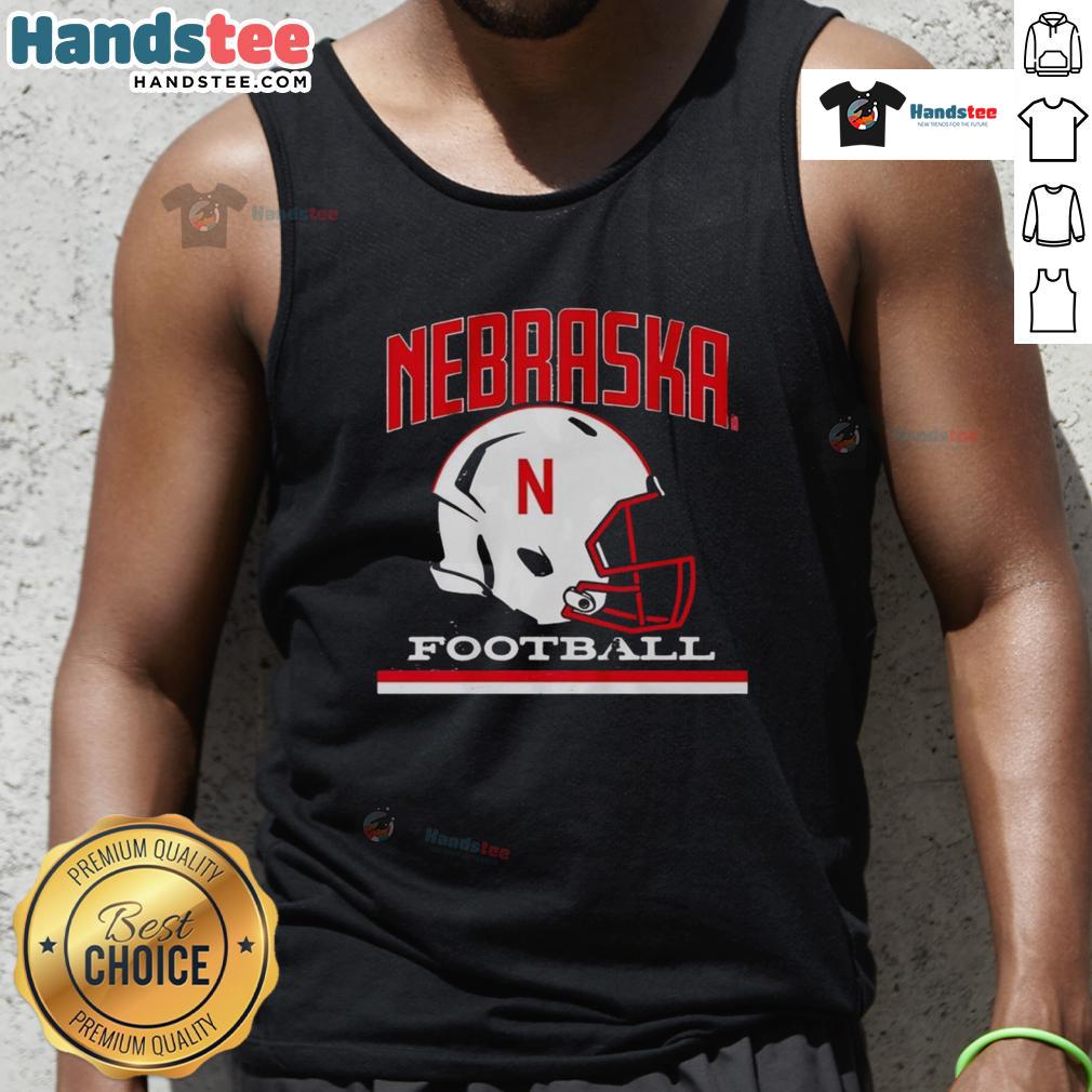 Vintage tank top featuring the Nebraska Cornhuskers basketball helmet design, perfect for fans and collectors.