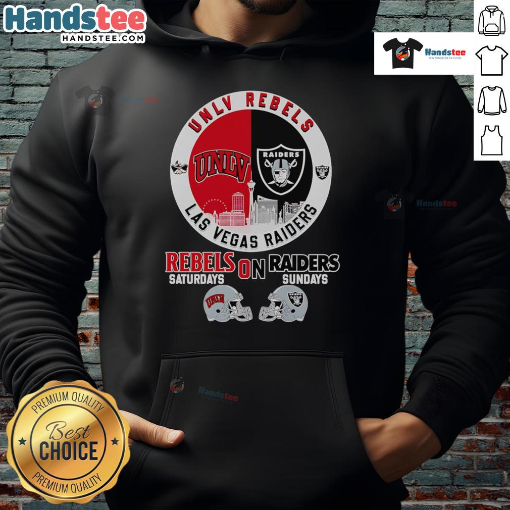 Top UNLV Rebels and Las Vegas Raiders skyline hoodie showcasing team spirit and style for game days.