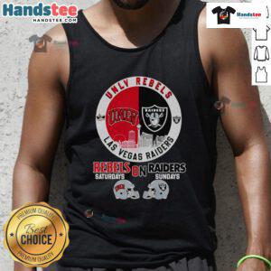 Top UNLV Rebels and Las Vegas Raiders Skyline Tank Top showcasing team pride for game days in vibrant colors.