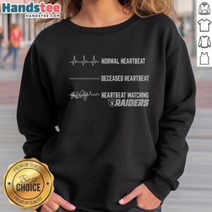 Alt Text: Awesome Heartbeat Watching Las Vegas Raiders Sweatshirt featuring bold colors and team logo for ultimate fan style.