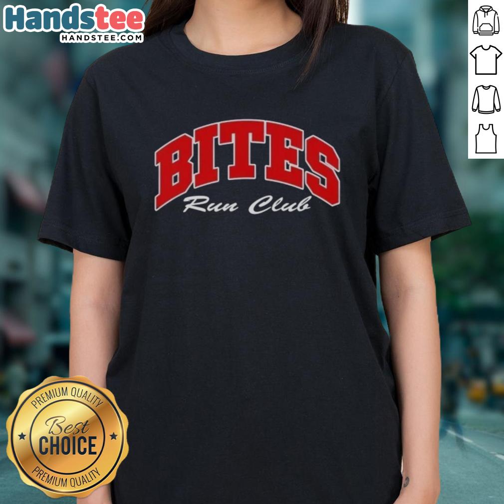 Alt Text: Good Bites Run Club Volume 2 Ladies Tee featuring a stylish design for female runners and fitness enthusiasts.