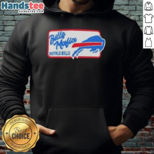 Josh Allen wearing a Buffalo Bills hoodie featuring the Bills Mafia logo, perfect for fans of the NFL.