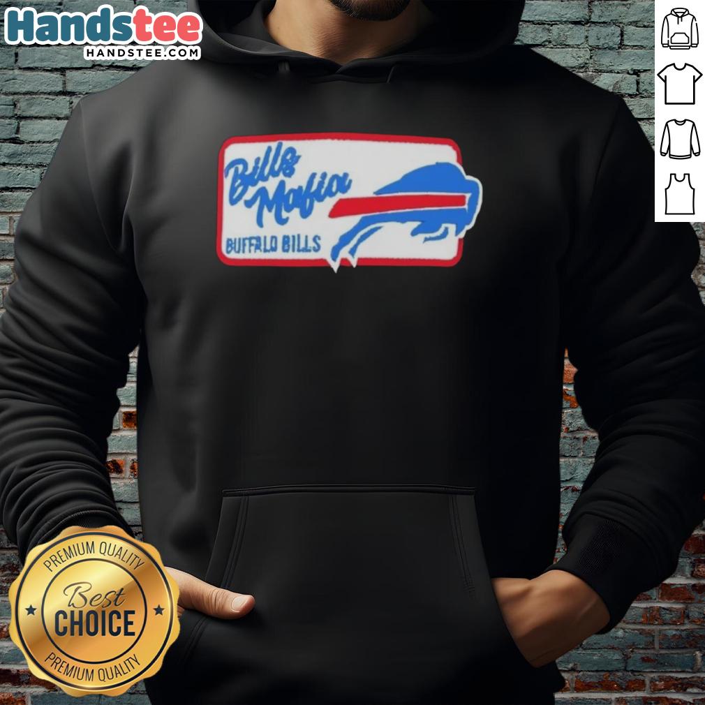 Josh Allen wearing a Buffalo Bills hoodie featuring the Bills Mafia logo, perfect for fans of the NFL.