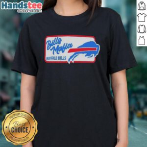 Good Josh Allen Buffalo Bills Tee for Ladies featuring the Bills Mafia logo, perfect for game day and fan apparel.