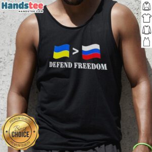 Good Ukraine Greater Than Russia Flag Defend Freedom Tank Top design showcasing patriotism and support for Ukraine.