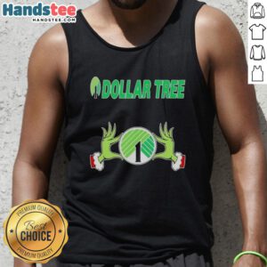 Festive Nice Grinch Hands design on a Christmas tank top from Dollar Tree, perfect for holiday celebrations.